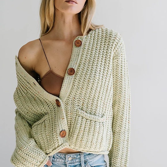 bohme Sweaters - Bohme Chunky Knit Cardigan Sweater in Sage